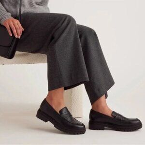 Quince Italian Leather Black Lug Sole Loafer - Size 9 / 40